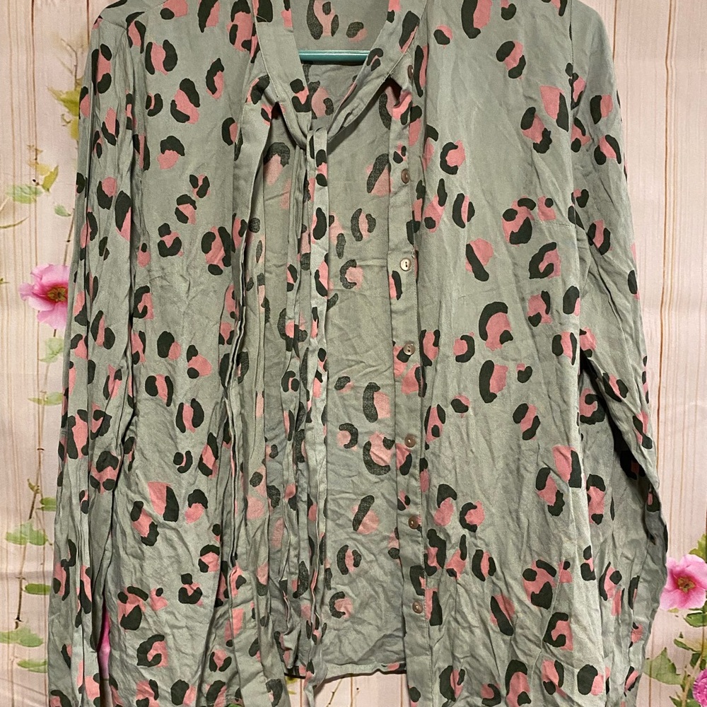 Vila Leopard Print Button-Up Blouse